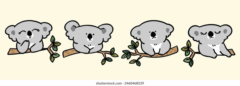 Vektorillustration von niedlichen Cartoon Koala Kopffiguren auf isoliertem Hintergrund