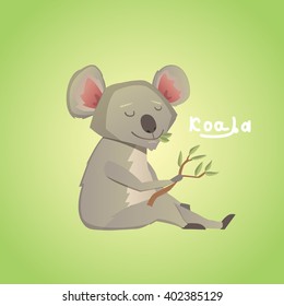 Vector illustration of cute cartoon koala.