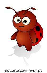 Vector illustration of a cute cartoon ladybug