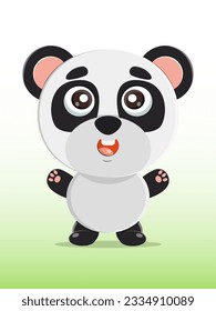 Vector illustration of a cute cartoon little panda. Nice, funny, joyful panda for kindergarten, babies, books, cartoons. Objects of education and development of children.