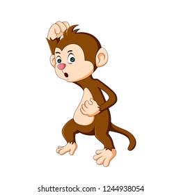 vector illustration of a cute cartoon monkey