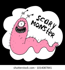 Vector illustration with cute cartoon monster.