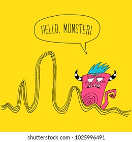 Vector illustration with cute cartoon monster.