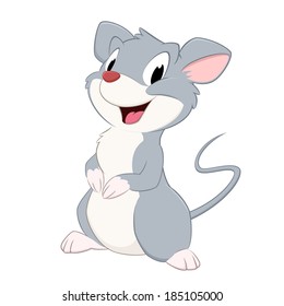 Vector illustration of a cute cartoon mouse. Grouped and layered for easy editing