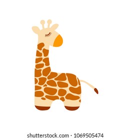 Vector illustration of cute cartoon orange giraffe.