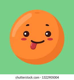 Vector illustration of cute cartoon orange with kawaii face on pink background. It can be used for sticker, patch, phone case, poster, t-shirt, mug and other design.