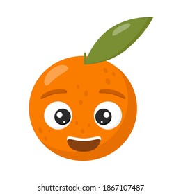 Ilustración vectorial. Caricatura de Cute 
naranja para los niños aislados de fondo blanco. Fruto de carácter divertido.