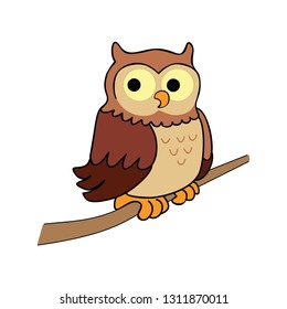 vector illustration of a cute cartoon owl isolated on a white background 