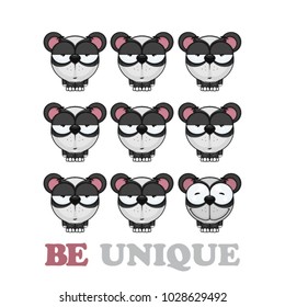 Vector illustration with cute cartoon panda.