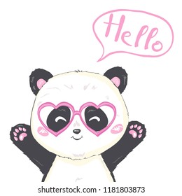 Vector illustration: cute cartoon Panda isolated on white background