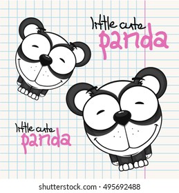 Vector illustration with cute cartoon panda.