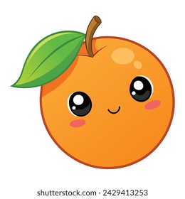 Vector of illustration cute cartoon Peach on white