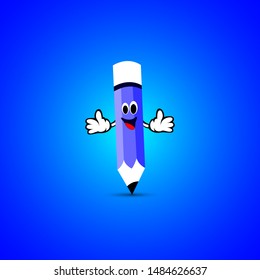 Vector illustration of cute cartoon pencil character for children