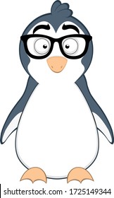 Vector illustration of a cute cartoon penguin with glasses