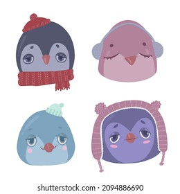 vector illustration of cute cartoon penguin faces good penguins