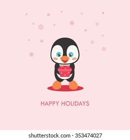 Vector illustration of a cute cartoon penguin