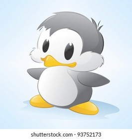Vector illustration of a cute cartoon penguin. Grouped and layered for easy editing