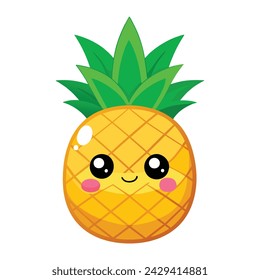 Vector of illustration cute cartoon Pineapple on white