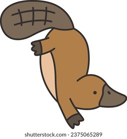 Vector illustration of a cute cartoon platypus on a white background. Flat style.