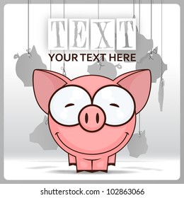 Vector illustration of cute cartoon pork and paper pigs on a background.