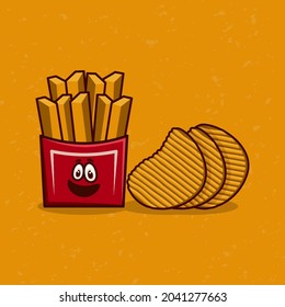 Vector illustration of cute cartoon potato characters. Suitable for food product mascots.
