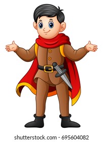 Vector illustration of Cute cartoon prince