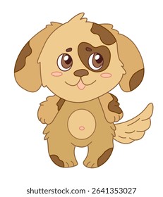 Vector illustration of a cute cartoon puppy with spots isolated on a white background