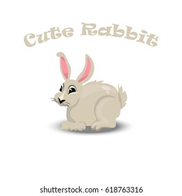 Vector illustration of a Cute cartoon rabbit. Farm animals collection