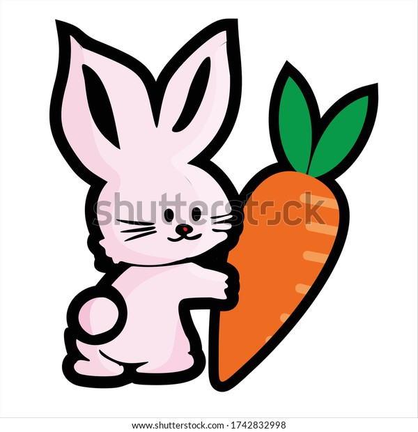 Vector Illustration Cute Cartoon Rabbit Hugging Stock Vector (Royalty ...