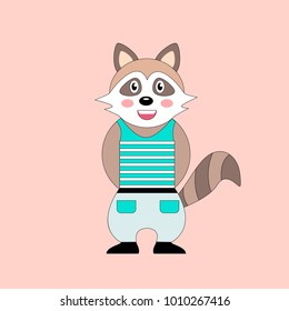 Vector illustration cute cartoon racoon boy