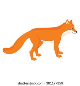 Vector illustration cute cartoon red fox isolated on white.