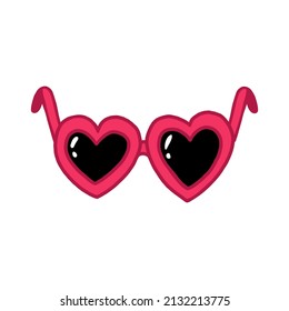 Vektorgrafik mit süßer Cartoon-Retro-Sonnenbrille in Herzform einzeln auf weißem Hintergrund in handgezeichnet Stil. Ideal für die Feier und Feier des heiligen Valentinstag