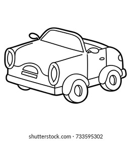 Vector illustration of cute cartoon  retro car for children, coloring page