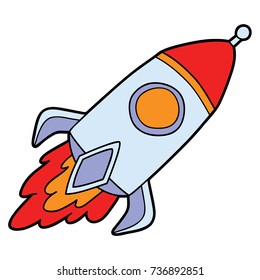 Vector illustration of cute cartoon rocket for children and scrap book