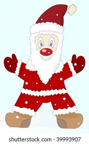 Vector illustration of a cute cartoon Santa Claus