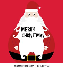 vector illustration of cute cartoon santa claus and merry christmas