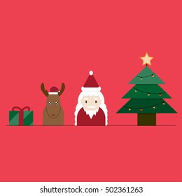 vector illustration of cute cartoon santa claus and christmas concept