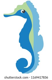 vector illustration of a cute cartoon seahorse isolated on white background.