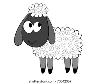 vector illustration of a cute cartoon sheep