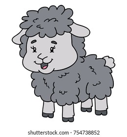 Vector illustration of cute cartoon sheep character for children and scrap book
