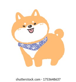 Vector Illustration of Cute Cartoon Shiba Inu Dog