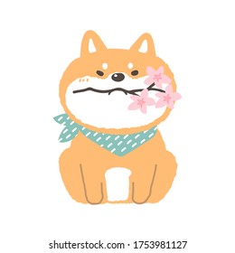 Vector Illustration of Cute Cartoon Shiba Inu Dog Design