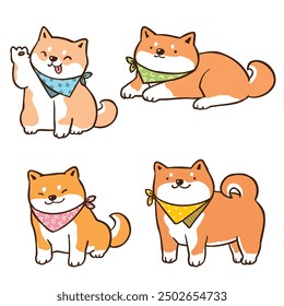 Vektorgrafik von süßen Cartoon Shiba Inu Hund Zeichen auf isoliertem Hintergrund