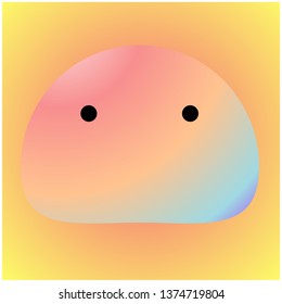 Vector illustration, cute cartoon slime with eyes, gradient.