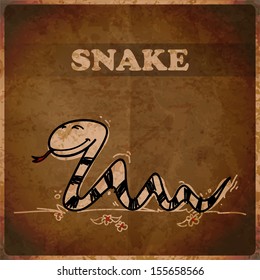 Vector illustration of  cute cartoon snake character in sketch style.