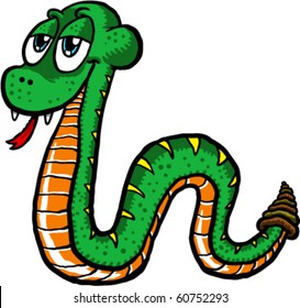 Vector illustration of a cute cartoon snake slithering along.