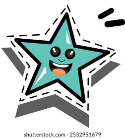 vector illustration of cute cartoon stars, bright blue stars