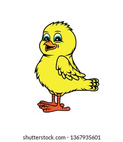 Vector illustration of a cute cartoon style yellow chick