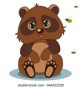 Vector illustration with cute cartoon style bear. Isolated White background Flat design Vector illustration