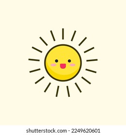 vector illustration of cute cartoon sun character